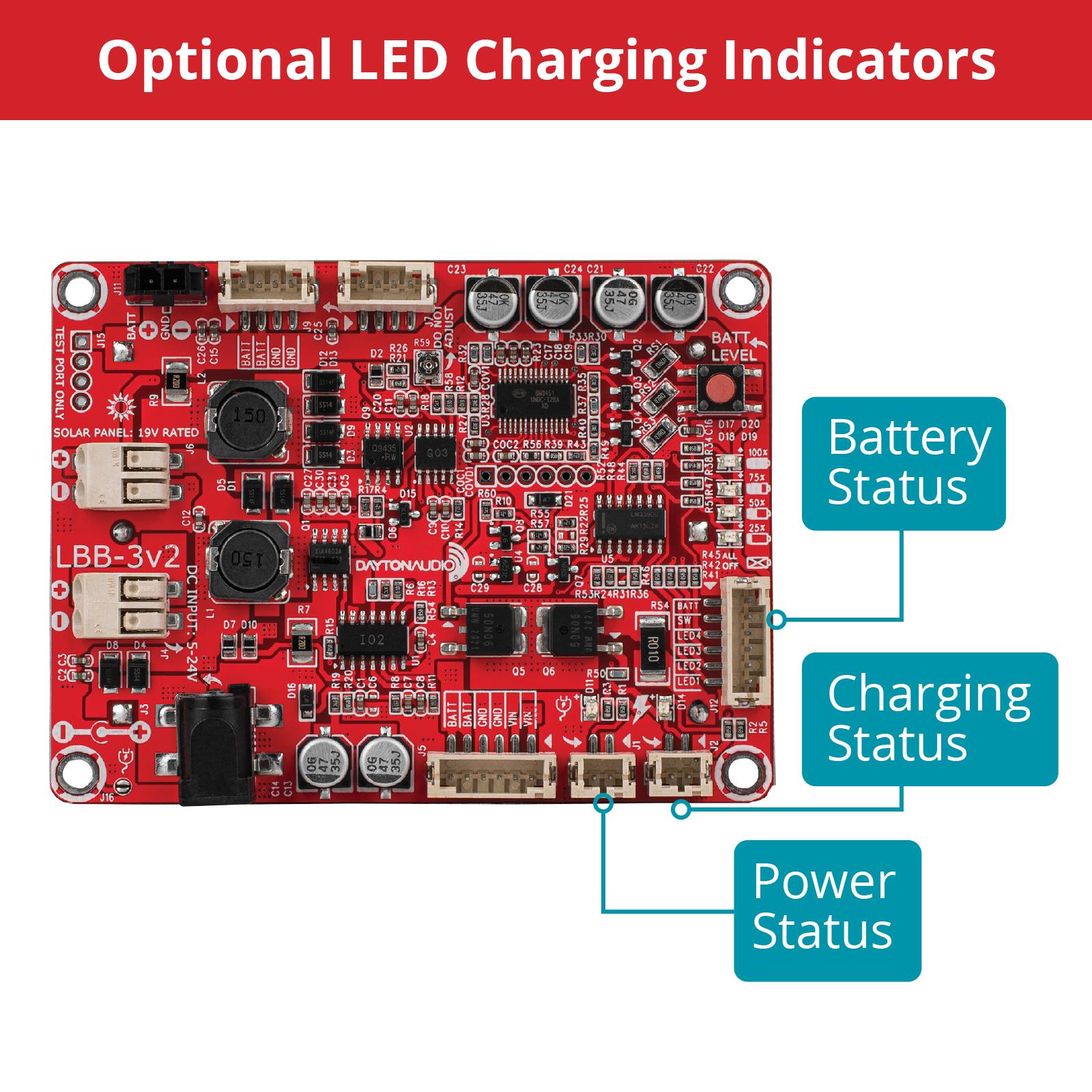 Dayton Audio LBB-3v2 Lithium Ion Battery Board LED Indicators